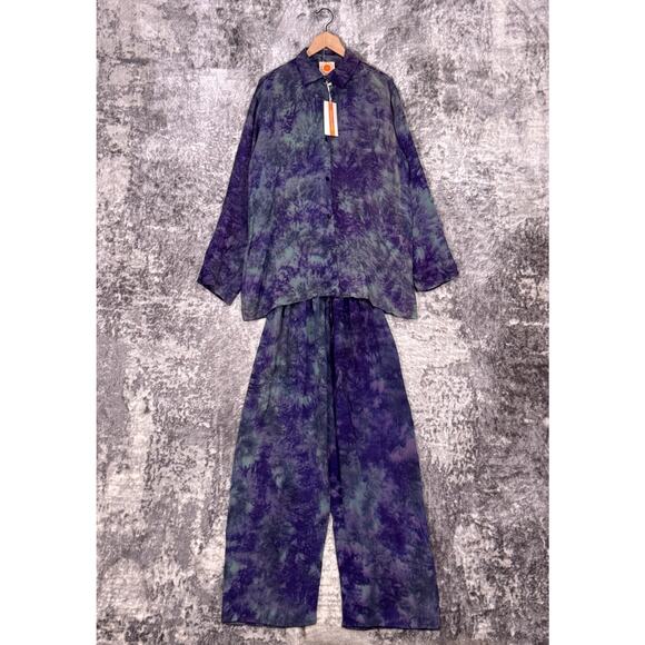 New Sunchasers Silk Set OS One Size Womens Hand Dyed Shirt & Pants Outfit - Picture 1 of 11